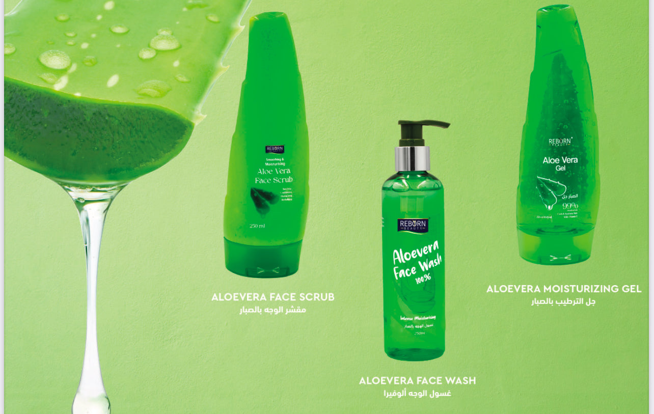 Reborn Beauty Aloe Vera Face Wash & Moisturizing Gel 250ml β Hydrating Cleanser & Soothing Gel for All Skin Types β Gentle Daily Skincare β UAE