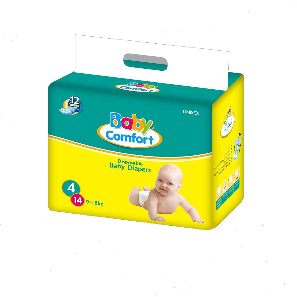 Baby Comfort Diapers Size 4 Large – 112 Pcs | 9kg-18kg | Super Absorbent | AED 108 Only