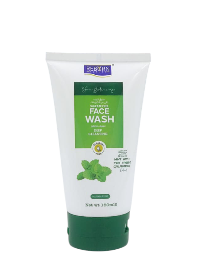 Reborn Beauty Sulfate-Free Face Wash 150ml β Salicylic Acid & Vitamin C, Mint & Tea Tree, Turmeric, Neem, Calamansi β Deep Cleansing & Brightening Formula β UAE