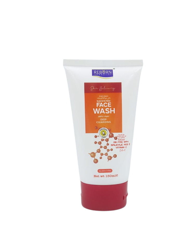 Reborn Beauty Sulfate-Free Face Wash 150ml β Salicylic Acid & Vitamin C, Mint & Tea Tree, Turmeric, Neem, Calamansi β Deep Cleansing & Brightening Formula β UAE