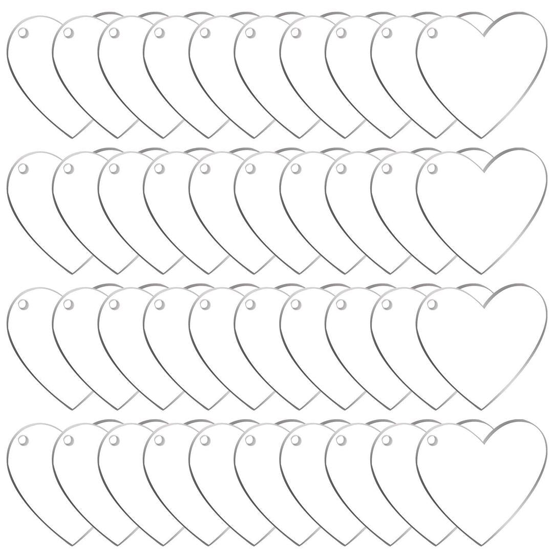 Pack Of 40 - 2-Inch Acrylic Heart Keychain Blanks