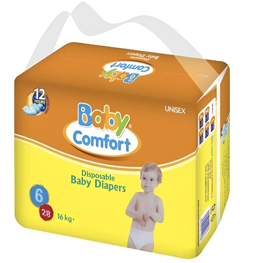 Baby Comfort Diapers Size 6 XXL – 112 Pcs | 16kg+ Maximum Absorption | AED 125 Bulk Deal