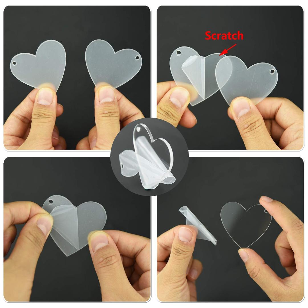 Pack Of 40 - 2-Inch Acrylic Heart Keychain Blanks