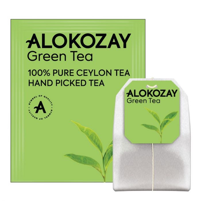 Alokozay Green Tea - 100 Individual Enveloped Tea + Mug - Limited Edition