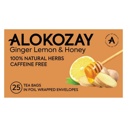 Alokozay Ginger Lemon Honey Tea - 25 Tea In Foil Wrapped Envelopes