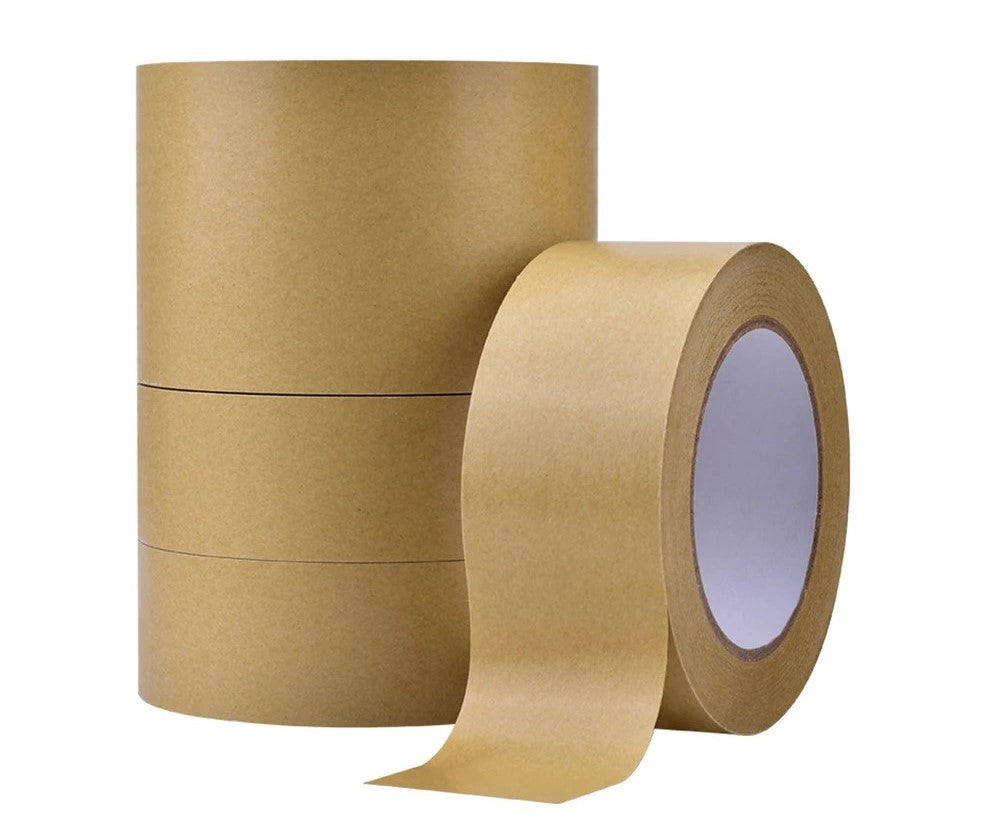 20M Rolls Kraft Paper Tape Strong Sealing Self Masking Photo Frame Mounting Packaging Sealing Tape Tearable Paper Brown