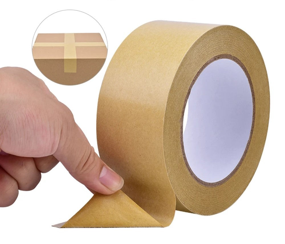 20M Rolls Kraft Paper Tape Strong Sealing Self Masking Photo Frame Mounting Packaging Sealing Tape Tearable Paper Brown